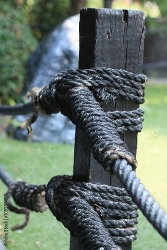 Black rope and poles