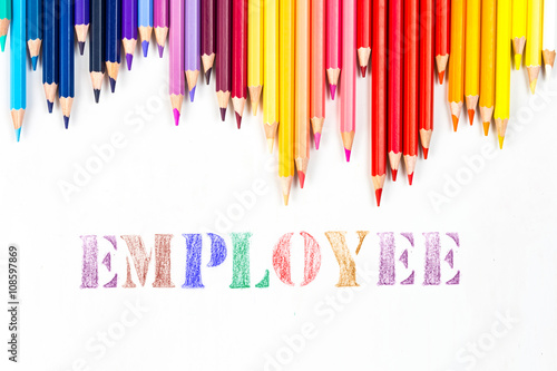 Employee  drawing by colour pencils