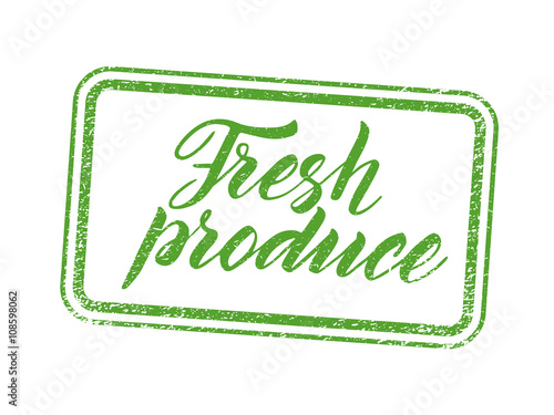 Fresh produce stamp with hand drawn letterings isolated on white