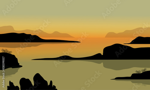 Rock in beach scenery