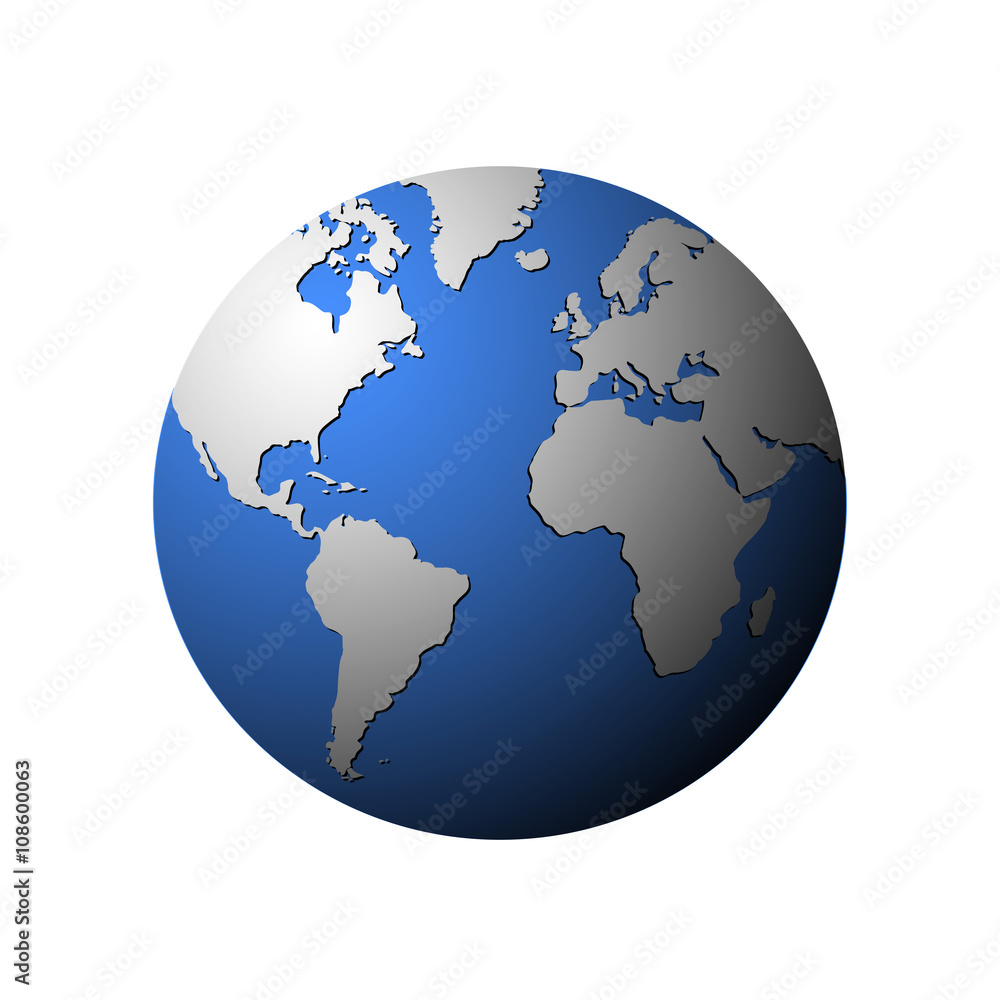 Vector globe isolated on white.