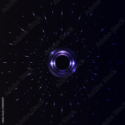 Vector abstract sparkling rings on a background with rays.