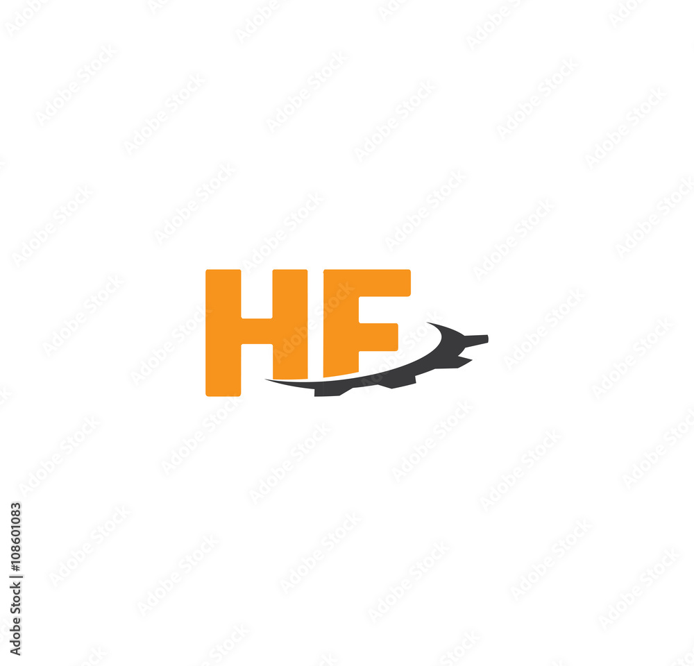 Fototapeta premium hf alphabet with swoosh gears