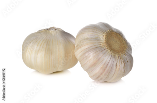 whole garlic bulb on white background