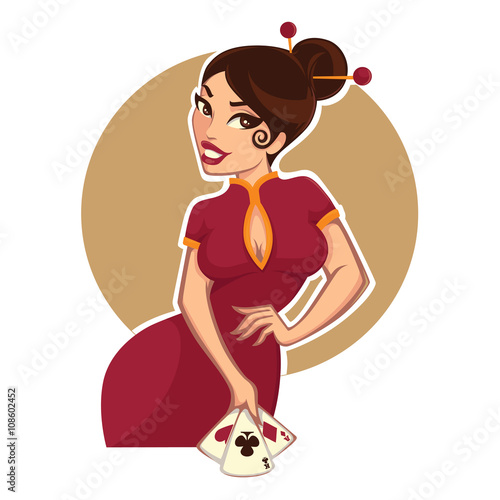 cartoon asian girl for your casino project