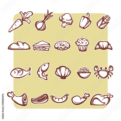 common food and everyday meal, vector object collection