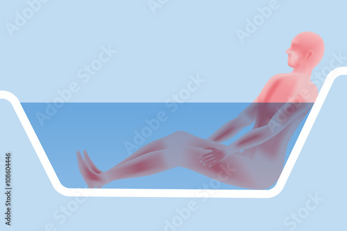human silhouette who take a bath, cross sectional side view, vector illustration
