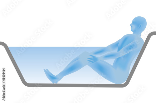 human silhouette who take a bath, cross sectional side view, vector illustration