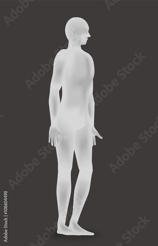 standing human body silhouette, side view, vector illustration