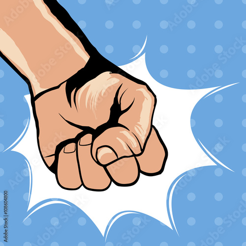 Fighting hand. Revolution poster. Pop-art style. Vector illustration.