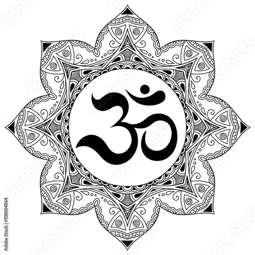 Vector henna tatoo mandala.OM decorative symbol. Mehndi style.
