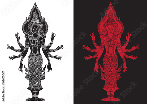 layout thai outline pattern vector