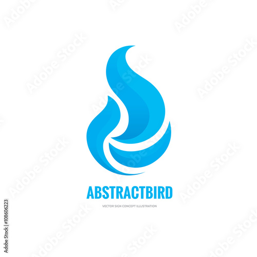 Abstract bird with wings vector sign concept illustration. Abstract dove silhouette sign. Vector logo template. Design element.