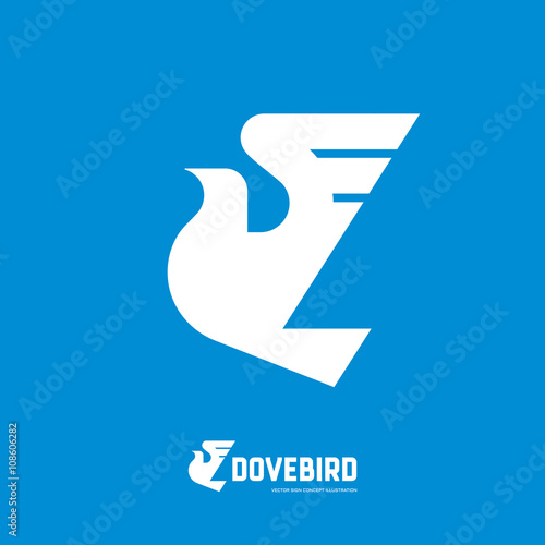 Dovebird - abstract silhouette bird vector logo concept illustration in classic graphic design style. Dove symbol of peace. Vector logo template. Design element. photo