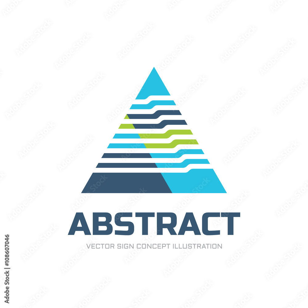 Abstract triangle - business vector logo concept illustration for corporate identity. Abstract pyramid logo design. Abstract colored shapes structure. Triangle logo sign. Vector logo template.