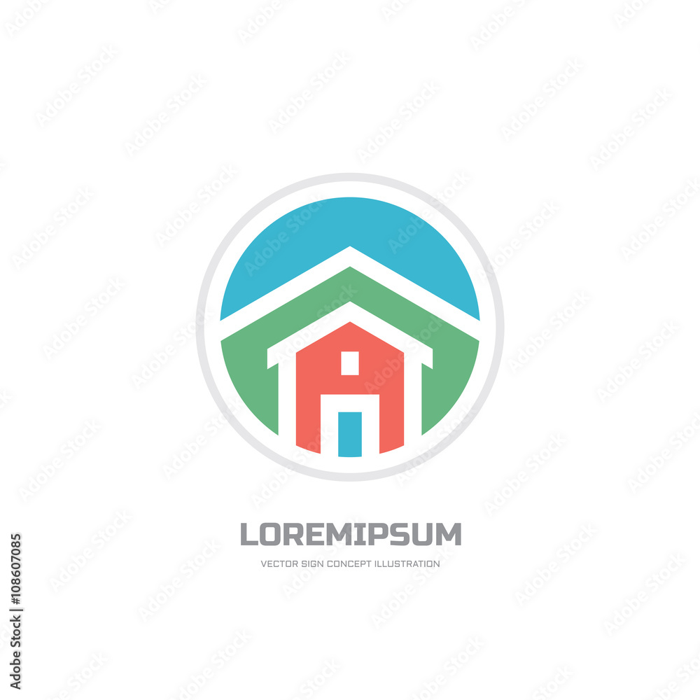 Home building - vector logo concept illustration for presentation, booklet, website and other creative design projects. Real estate logo. Vector logo template. Design element. Home building - vector logo concept illustration for presentation, booklet, website and other creative design projects. Real estate logo. Vector logo template. Design element.