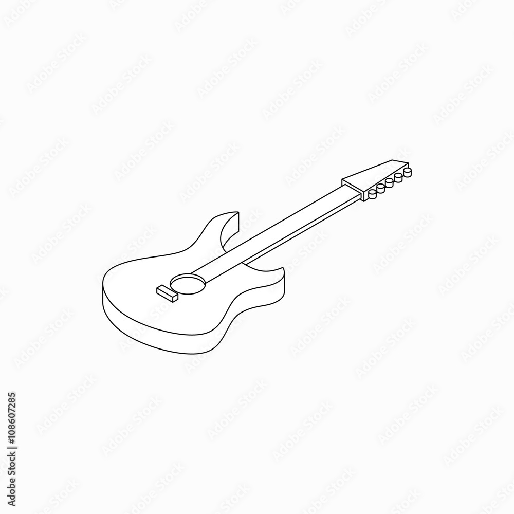 Obraz premium Bass guitar icon, isometric 3d style