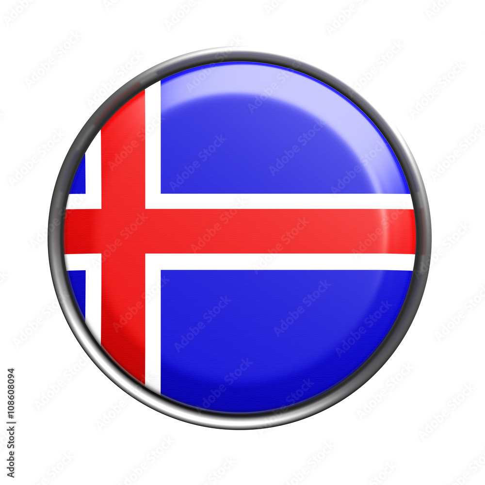 Obraz premium Button with Iceland flag