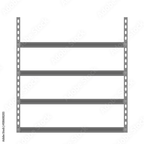 Empty metallic storage shelves