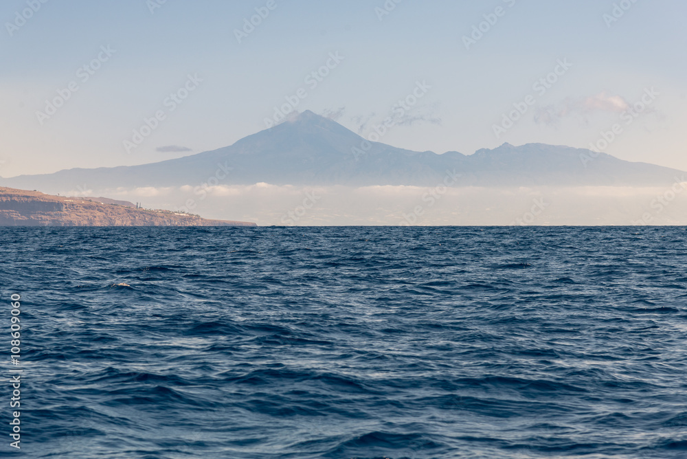 The Canary Island Tenerife with the volcano Pico del Teide. The Pico de Teide is the highest mountain in Spain and from its base on the ocean floor, it is the third highest volcano in the world