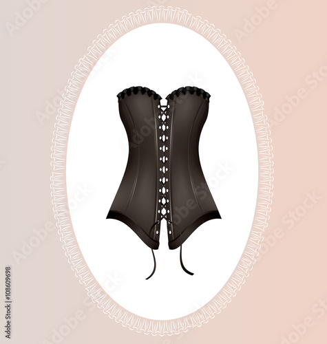 Canvas Print beige frame and dark corset