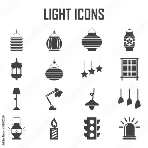 Vector  light and lantern icons set