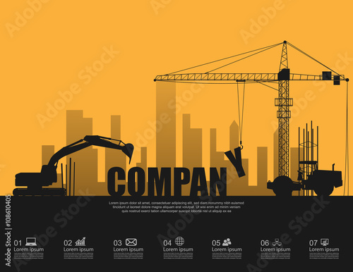 Company concept with construction machines,vector