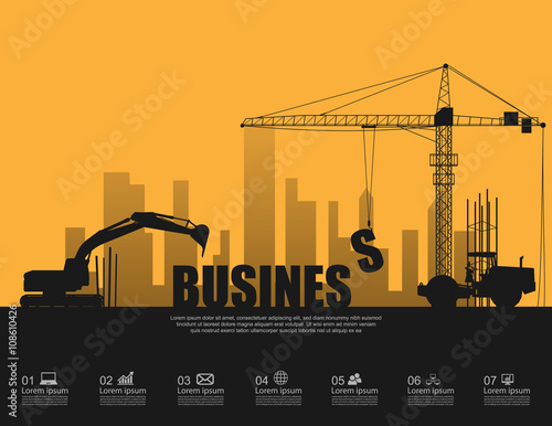 Business concept with construction machines,vector