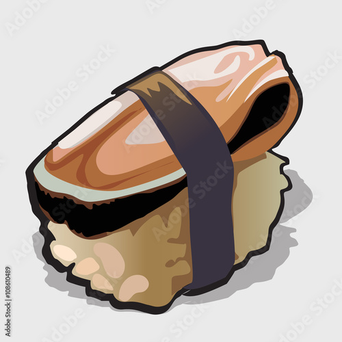 One sushi closeup, icon from Japanese cuisine