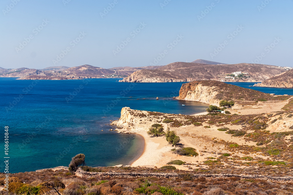 Twin beaches in Patmos, Greece