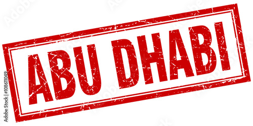 Abu Dhabi red square grunge stamp on white