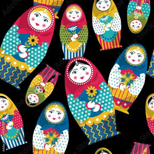 Matryoshka. Russian souvenir. Seamless background pattern.