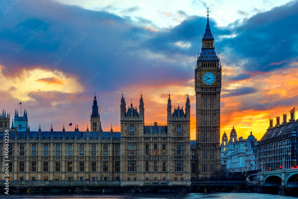 Fototapeta premium Big Ben and Houses of Parliament, London, UK