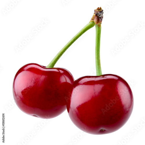 Cherry. Two berries isolated on white. With clipping path.
