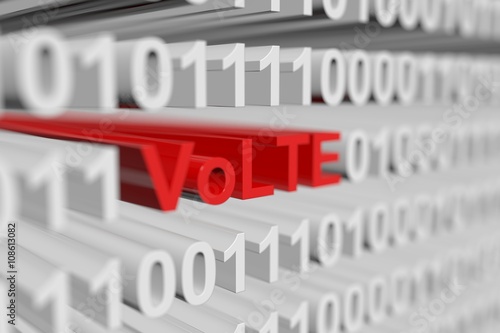 VoLTE in the form of a binary code with blurred background 3D illustration photo