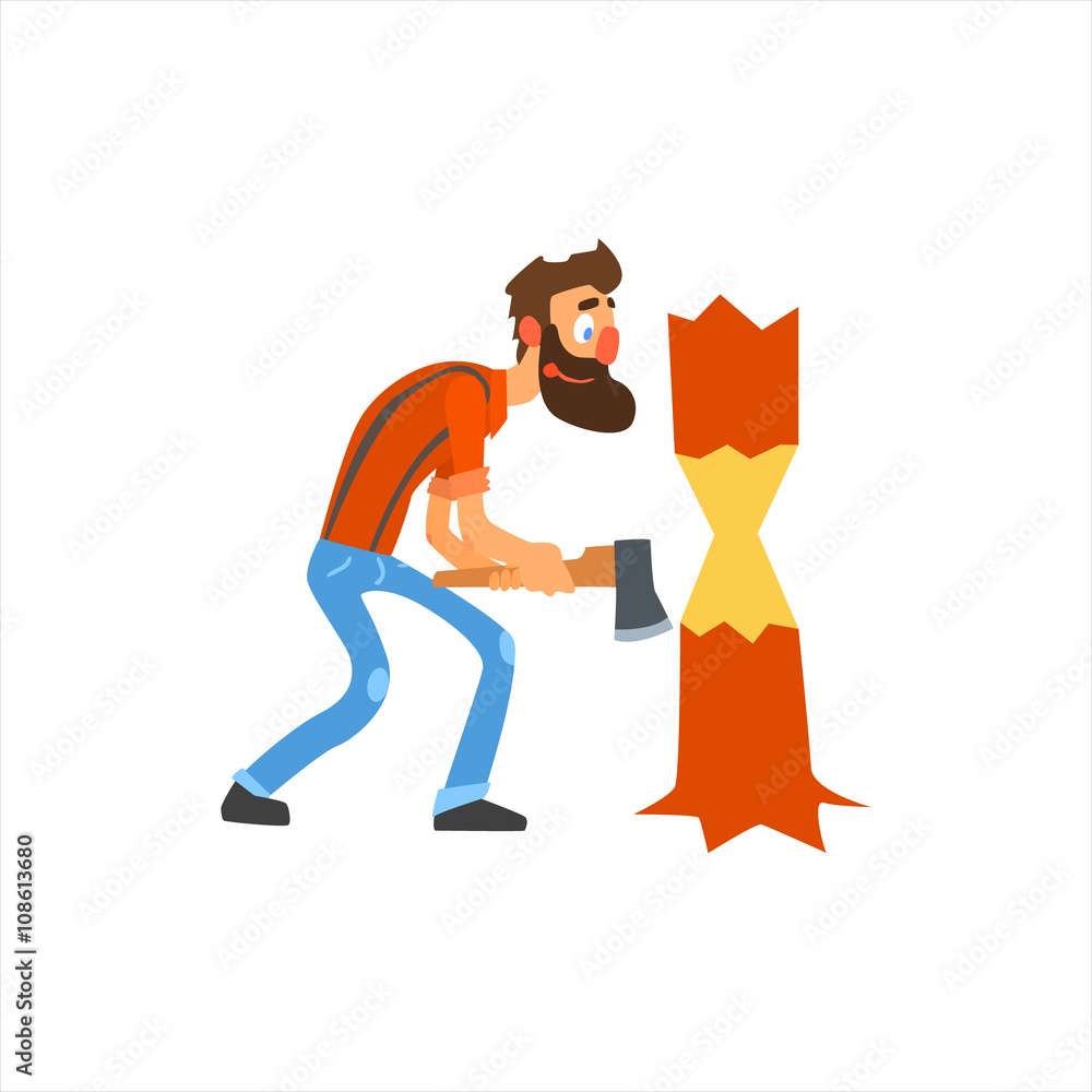 Profession Woodcutter Vector Illustration