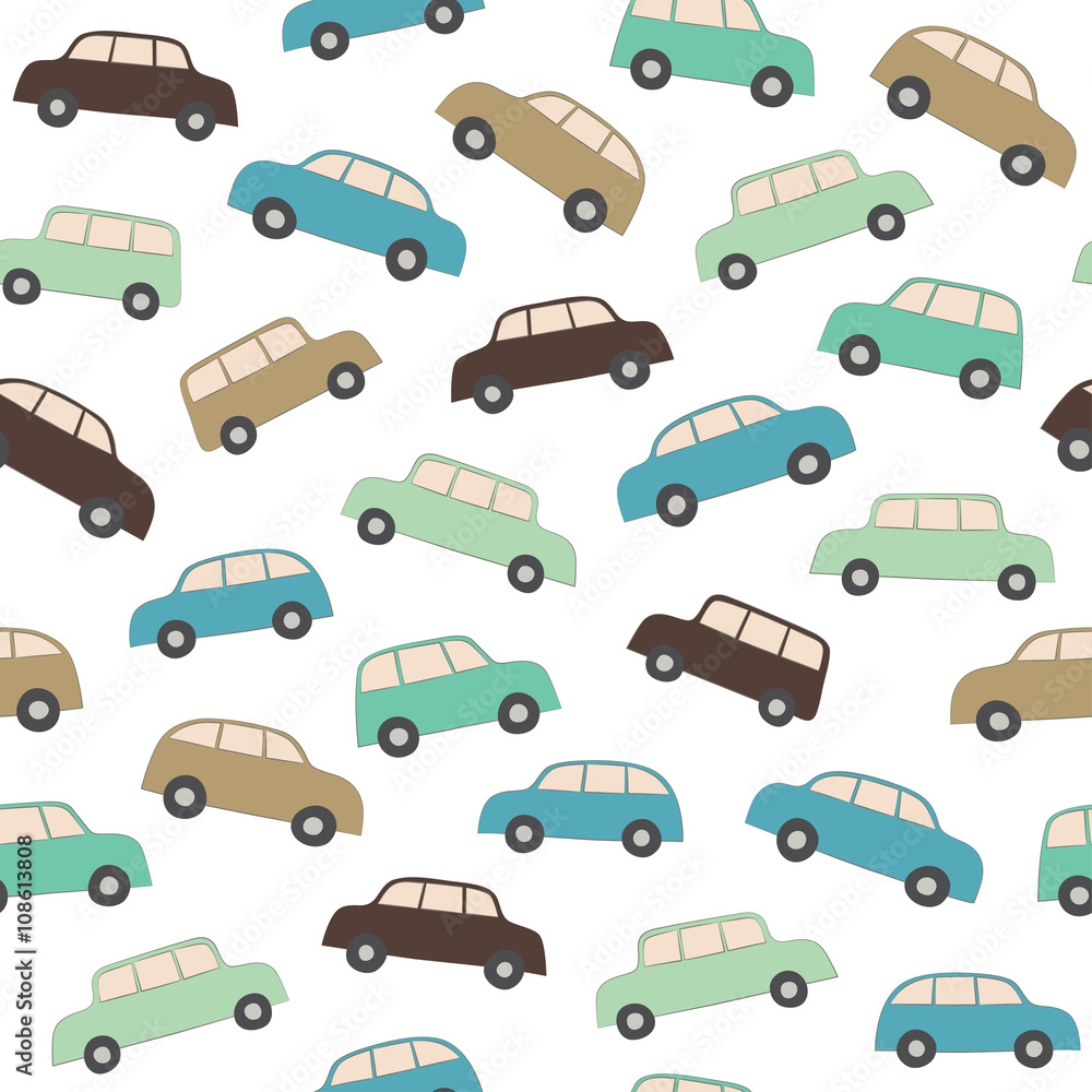 Seamless car pattern. Vector background.