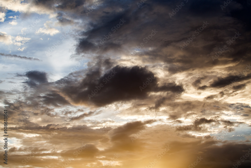 Fototapeta premium colorful dramatic sky with cloud at sunset