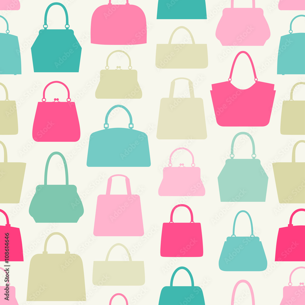 Vector collection of handbag silhouettes. Seamless pattern. Vector collection of handbag silhouettes. Seamless pattern.