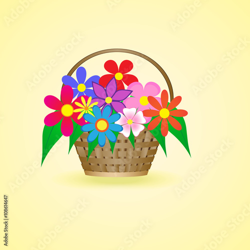 basket with beautiful flowers