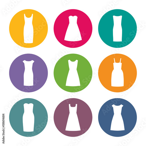 Dress icon set. Vector illustration.