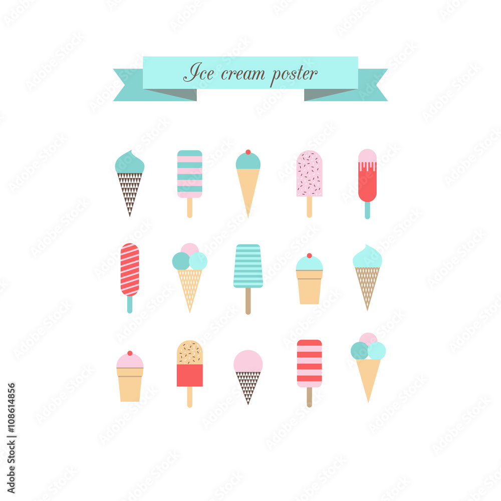 Ice cream poster. Retro style. Vector. Ice cream poster. Retro style. Vector.