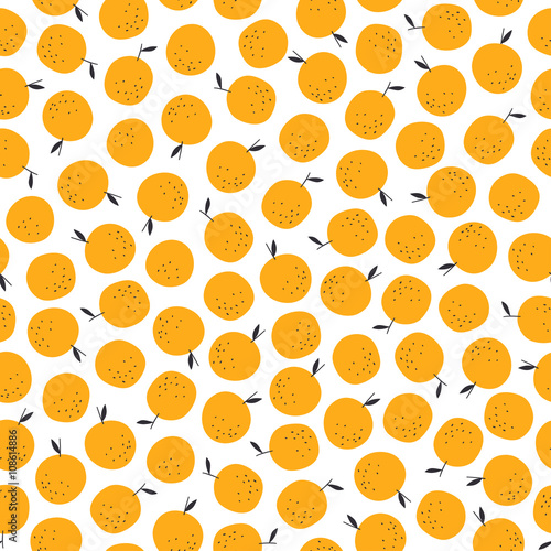Fototapeta Naklejka Na Ścianę i Meble -  Orange fruit pattern. Seamless background. Vector design.
