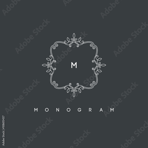 Elegant monogram design template, vector illustration.