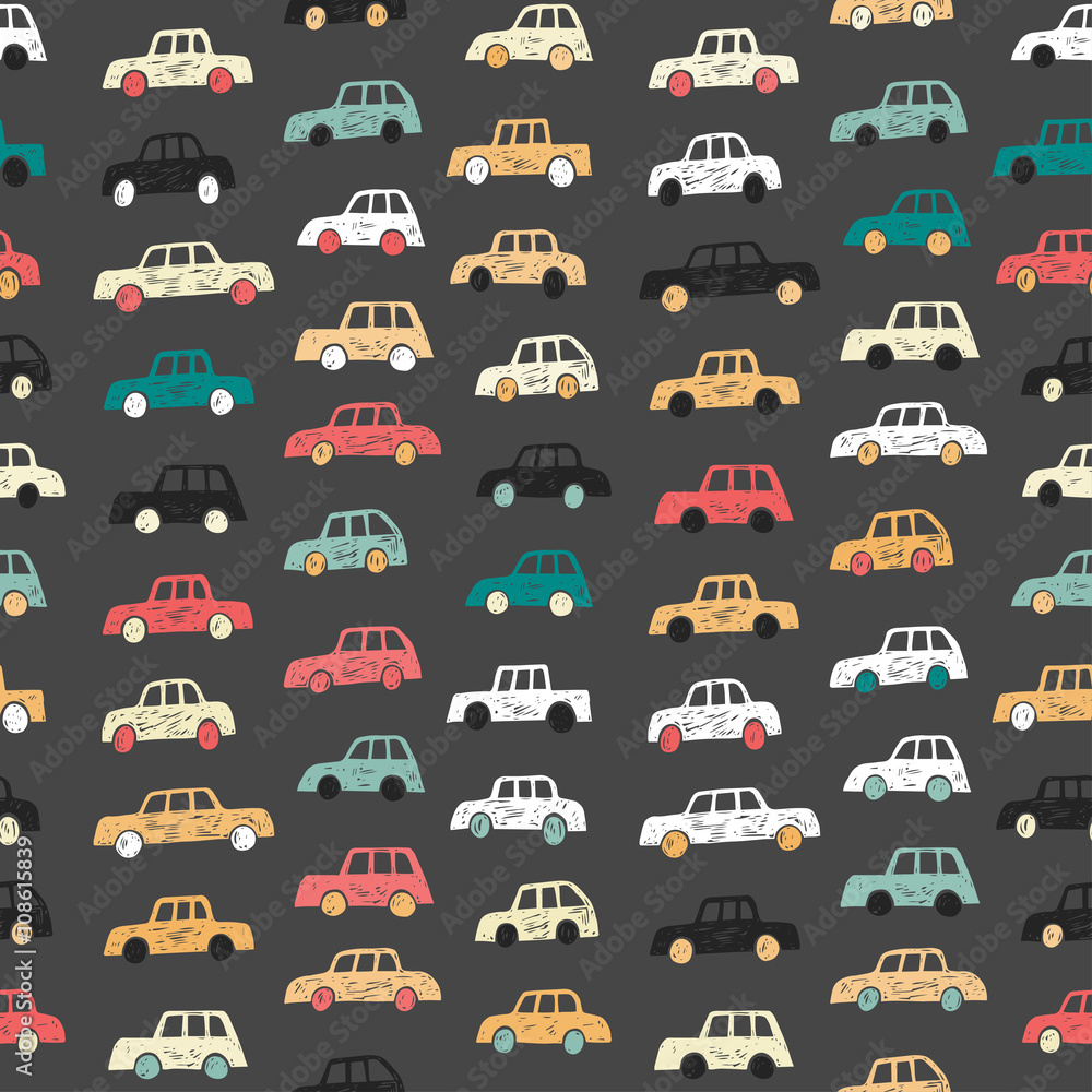 Fototapeta premium Seamless car pattern. Vector background.