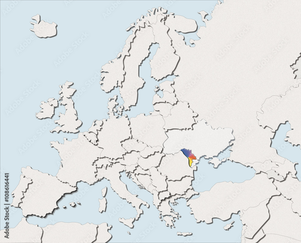 Mappa EU bianca e colore Moldova