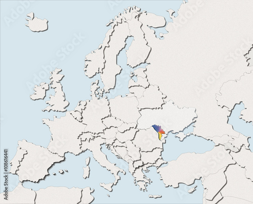 Mappa EU bianca e colore Moldova