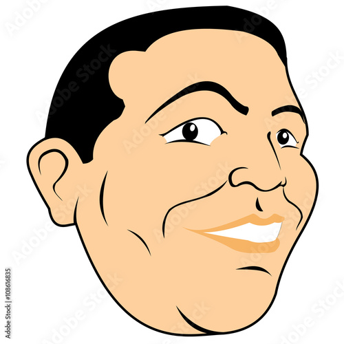 Illustration person head face of a happy male character chubby smiling