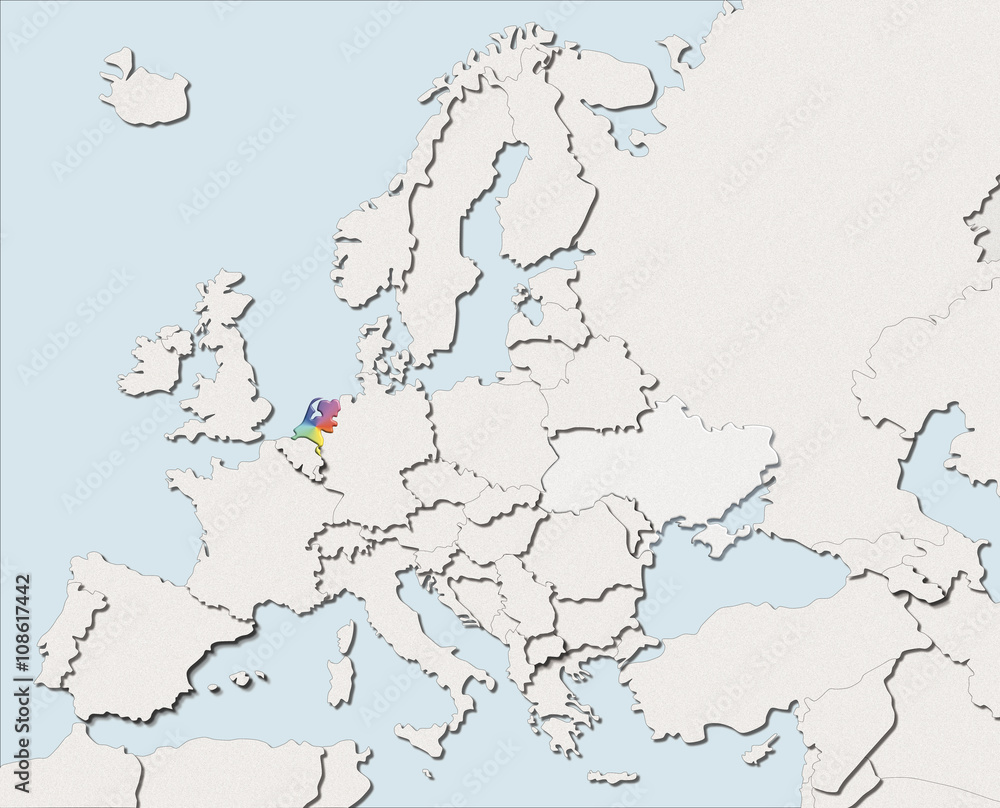 Mappa EU bianca e colore Netherlands
