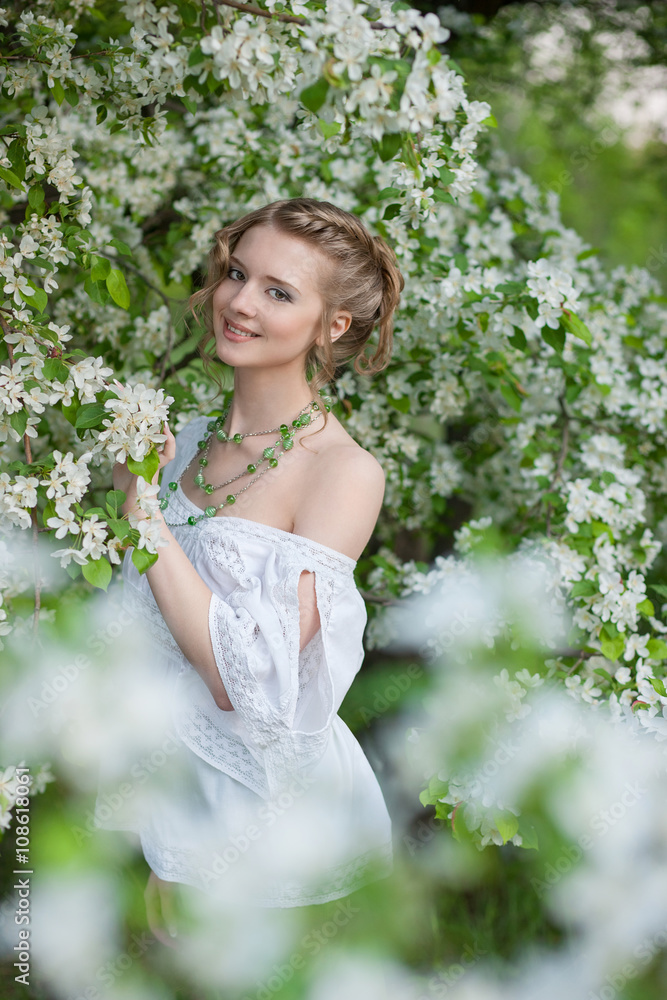 The young girl in a garden The young girl in a garden